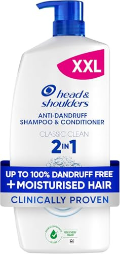 Head & Shoulders Classic Clean 2in1 Anti-Dandruff Shampoo, 1000ml, for All Hair Types, Microbiome Formula, pH Balanced, Daily Use