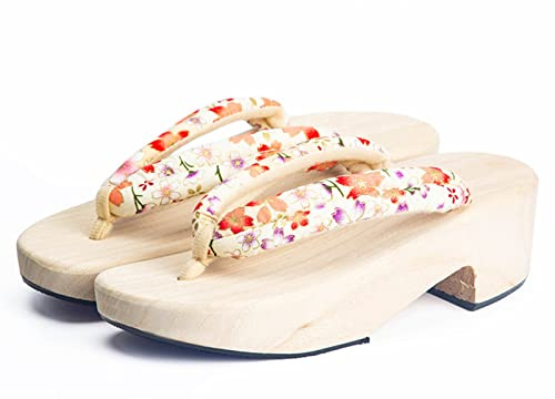 Flip Flop Sandals,Women's Japanese Wooden Geta Slippers House Slippers Open Toe,Womens Japanese Traditional Kimono Wooden Clogs Slippers Sandals (Color : A, Size : EUR39/40)