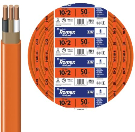 Southwire Romex™ Brand Simpull Solid Indoor 10/2 W/G NMB Cable 50ft coil - SW# 28829022