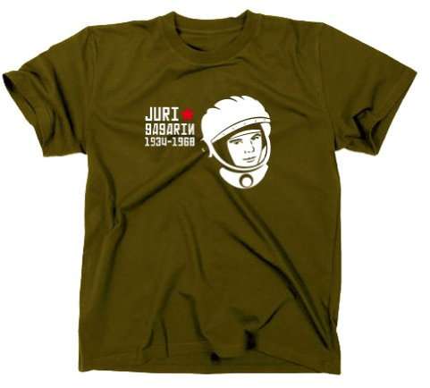 Juri Gagarin T-Shirt, Kosmonaut UDSSR CCCP, Oliv, XL