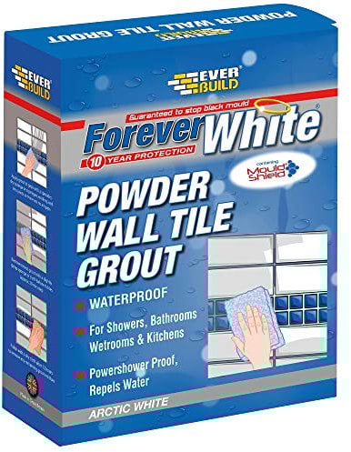 Everbuild Forever White Powder Wall Tile Grout – Water Resistant – Contains Mould Shield – Suitable For Interior Use Only – Arctic White – 3kg