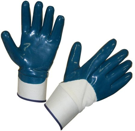 Keron Nitril Blau - Handschuh Blunit Gr. 10, Mit Stulpe | 1 Paar, Blau, reißfeste Nitrilhandschuhe mit Stulpe für Bau und Werkstatt, fett- und ölabweisend