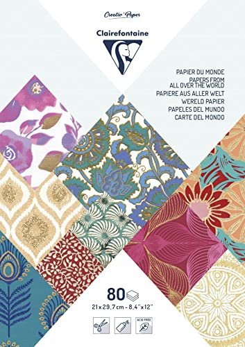 Clairefontaine 95218C Block A4 80 Bögen sortierte Papiere für DIY & Basteln