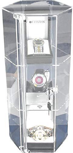 boxdisplays Acrylic Hexagon Revolving Showcase Lockable Cabinet - (BD1142B)