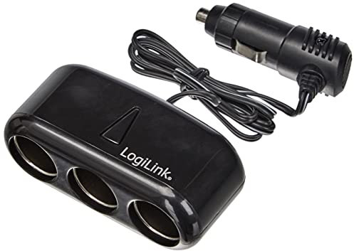 LogiLink PA0038 Cigarette Lighter Splitter with Surge Protection, 3-Way, 120 W, Black
