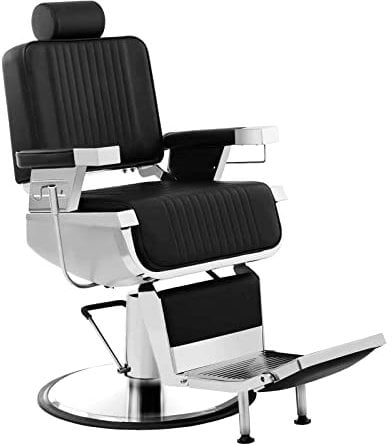 Physa - Friseurstuhl Kosmetikstuhl Luxuria Black (64-77 cm Sitzhöhe, 500 x 480 mm Sitzfläche, ECO-Leder, Stahlgestell,360° drehbar, Fußstütze) Schwarz