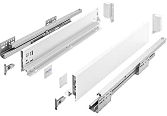 GTV Schubladensystem AXIS PRO - Schubkastengarnitur mit Vollauszug und Soft-Close - Länge 450 mm - Höhe 86 mm - Farbe Weiß
