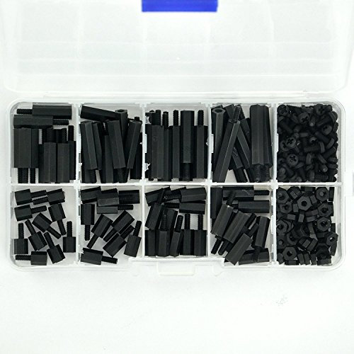 Tenlacum 240 Stück M2.5 Nylon-Sechskant-Abstandhalter/Schrauben/Muttern sortiertes Set, für Raspberry-Pi, Abstandshalter (schwarz)