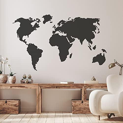 GRAZDesign Wandtattooo Weltkarte, Wandaufkleber Wandsticker mit Kontinenten, Wohnzimmer - 89x50cm / 070 schwarz