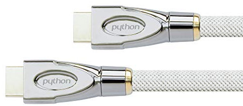 PYTHON Series PREMIUM High-Speed-HDMI Anschlusskabel mit Ethernet - 4K2K / UHD / Ultra HD @ 60 Hz - HDMI 2.0 - KUPFERLEITER, 3D, 3-fach geschirmt, Nylongeflecht - WEISS - 2 m