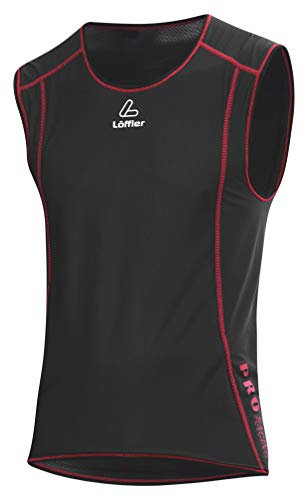 LÖFFLER Herren HR. Windstopper Singlet TRANSTEX Light, Schwarz/Rot, 48