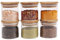 ORNAMI Small Glass Food Jar with Natural Bamboo Lid and Silicone Ring for Airtight Sealing, Little Clear Canister Jar for Kitchen Storage, for Grains, Seeds, Salt, Pepper, Spices - Set of 6 (150ml)