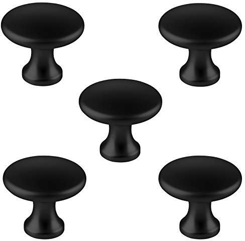 SOTECH 5 Stück Möbelknöpfe DENISE schwarz matt Knopfgriffe mit Knauf-Ø 29 mm Höhe 25 mm