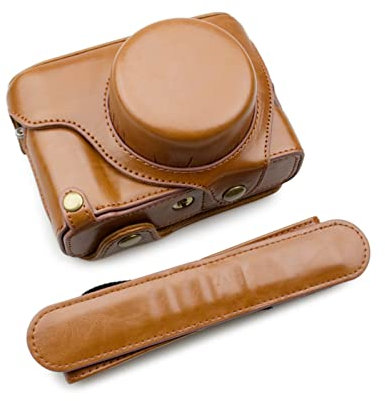 MUZIRI KINOKOO Fuji X100V Tasche aus PU-Leder für Fujifilm X100V Kamera Schutzhülle - Abnehmbares Design mit Schultergurt-Braun