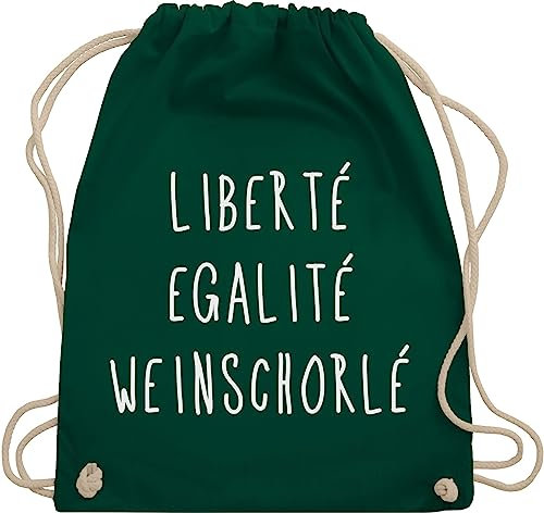 Shirtracer Turnbeutel Rucksack - Sprüche Statement mit Spruch - Liberte Egalite Weinschorle - Unisize - Dunkelgrün - stoffbeutel festival beutel+rucksack+mit+sprüchen sprueche wein beutel