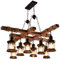 AHQX Loft Wood Chandelier Retro 8 Lamp Restaurant Adjustable Lighting Hemp Rope Hanginglamp Industrial Metal Droplights E27 Lantern Retro Pendant Light Internet Cafe Pendant Lights
