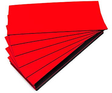 25 Magnetetiketten in Farbe (rot, Länge 10 cm – Breite 4 cm)