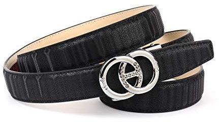 Anthoni Crown Damen Ledergürtel Gürtel, Schwarz, 85