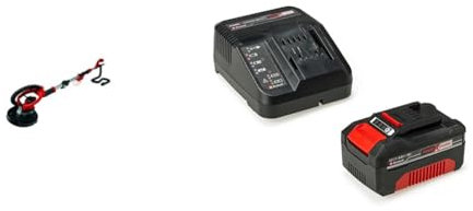 Einhell Akku-Trockenbauschleifer TE-DW 18/225 Li Power X-Change (Li-Ion, 18 V, Ø225 mm, max. 1,65 mm Länge, inkl. Verlängerungsschlauch, Staubfangsack, Schleifpapier, 4 Ah Akku und Ladegerät)