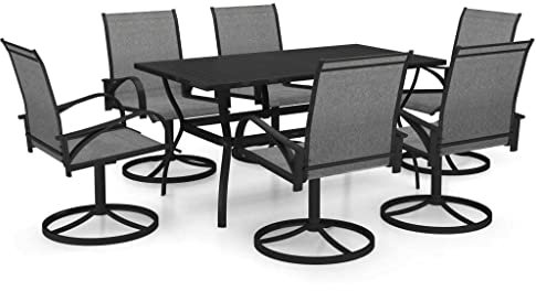 vidaXL Gartenmöbel 7-TLG. Sitzgruppe Gartengarnitur Gartenset Sitzgarnitur Gartentisch Esstisch Gartenstühle Stuhl Tisch Textilene Stahl