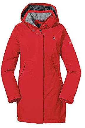 Schöffel Damen Insulated Jacket Bastianisee L, funktionale Winterjacke mit abnehmbarer Kapuze, wasserdichte und windabweisende Outdoor Jacke mit 4-Wege-Stretch, toreador, 46