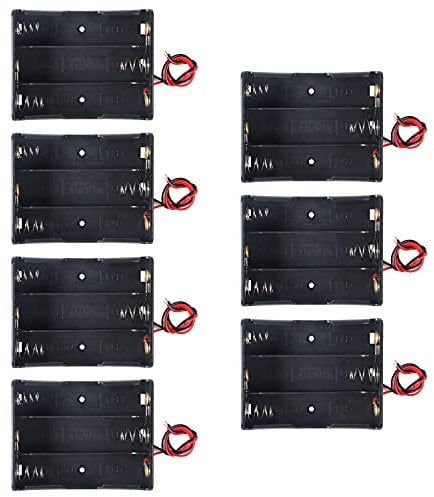 7PCS 18650 Battery Holder Bundle with Wire 18650 Battery Holder Case 3.7V, 3 Slot DIY Battery Storage Boxes, 3 Slot Black Plastic Batteries Case for 18650 Battery