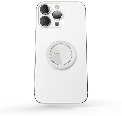 VONMÄHLEN – Backflip Pure Handyring mit integrierter Stativfunktion für alle Smartphones geeignet – Fingerhalterung inkl. Magnethalterung für Auto, Küche, Spiegel & Co (Light Gray)