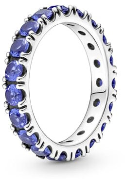 PANDORA Ring Timeless funkelnde Reihe silber, blaue Kristalle 190050C02 48