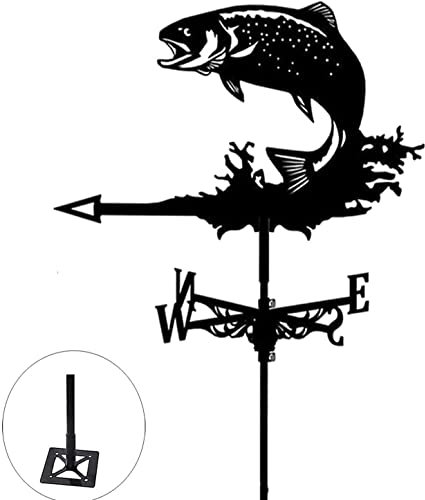 GAOXIN Girouette - Poisson Girouette en Métal Piquet De Jardin en Acier Inoxydable Girouette Outils De Mesure Indicateur De Direction du Vent Girouette 19,7x11,8 in