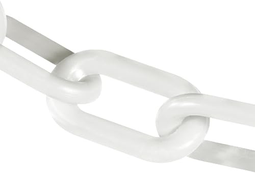 Mr. Chain Plastic Barrier Chain, White, 4-Inch Link Diameter, 25-Foot Length (40001-25)