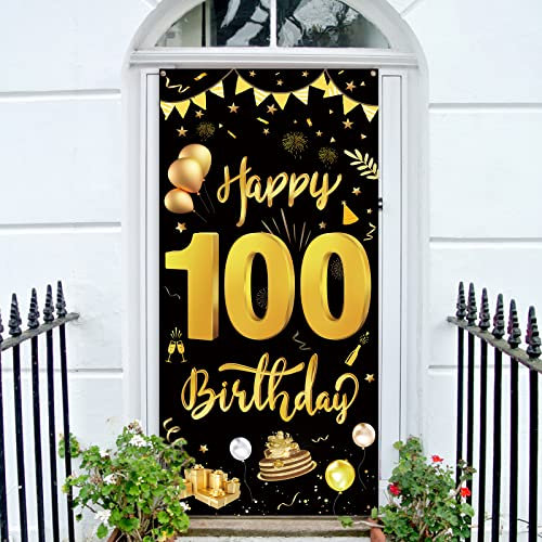 GoldRock 100. Geburtstag Deko Banner, 185x90 cm - Dekoration für Frau und Mann, Happy Birthday Banner Geschenk zum 100 Jahre Jubiläum
