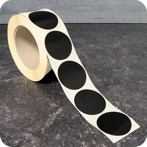 SPRINTIS Klebepunkte 50 mm, schwarz, 1000 Stück Markierungspunkte selbstklebend auf Rolle, Punkte Aufkleber aus Papier für Büro und Lager