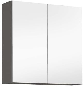mokebo® Bad Spiegelschrank 70cm Breite 'Die Badenixe' Badschrank schmal, Hängeschrank mit Spiegel & Badezimmerschrank in Anthrazit-Schwarz aus Holz 71x70x23 (HxBxT in cm), auch als Badmöbel Set