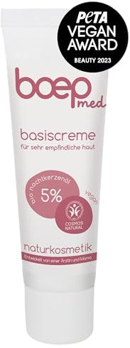 boep med Basiscreme | PETA Vegan Award Beauty 2023 Gewinner: Beste vegane Gesichtscreme | Basispflege für Problemhaut wie Neurodermitis oder Rosacea | Sehr trockene & juckende Haut (50ml)