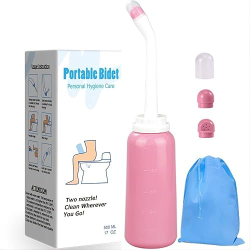 MeisiKeli FXQ-120 Hand-Bidet-Flasche, Rosa, 500 ml Gummi, tragbares Bidet für Reisen und Zuhause