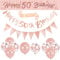 DEARLIVES 14 Pieces 50th Happy Birthday Decorations,Rose Gold Party Supplies Including Banners Straps Triangle Flag Bunting Confetti Latex Balloons (50th Birthday)