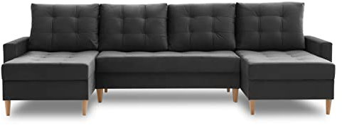 Ecksofa Lena U mit schlaffunktion und Bettkasten - U-förmig - Kronos Stoff - Modernes Design - Eckcouch in U-Form (Kronos 34)