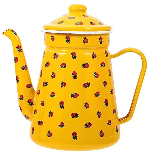 HEMOTON Kaffeekanne Aus Emaille Campingplatz Wasserkocher Über Die Kaffeekanne Gießen Für Lagerfeuer Flasche Küchenöl Teekocher Auf Dem Herd Teekessel Haushalt Milch Büro