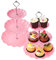 HonGien 2 Pièce Présentoir à Gâteaux à 3 Etages, Présentoir à Desserts aux Fruits pour Les Anniversaires, Fêtes et Mariages (Motif de Vague Rose)