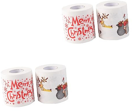 Lurrose 4 Rollen Weihnachts-Toilettenpapier Weihnachtsmann Toilettenpapier Rentier rustikales Badezimmerdekor weihnachten toilettenpapier klopapier weihnachtsmotiv Eine rolle schmücken