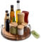 Praknu Portaspezie Organizer Girevole - In Legno Sostenibile FSC® - 360° Lazy Susan - Organizer Cucina Salvaspazio - Base Antiscivolo - Piatto 28 cm