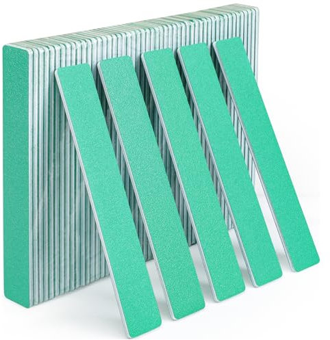GazePlus Lima de uñas, 50 limas de uñas de grano 80/80 para uñas acrílicas, uñas de gel, polvo de inmersión, uñas de poligel, lavables, reutilizables, de doble cara