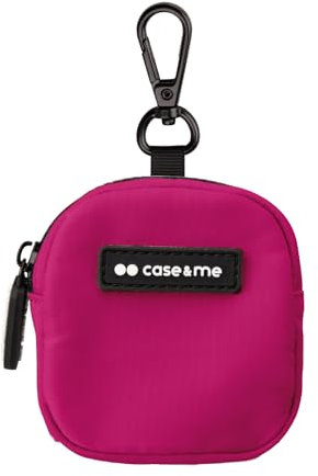 case&me borsetta per auricolari, AirPods, Galaxy Buds, con gancio e zip, fuchsia