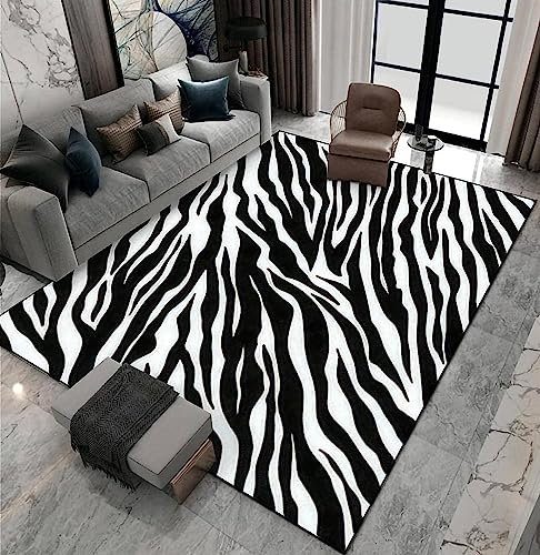 3D Vision Badteppich Zebra Gestreiftes Tier Rutschfester Polyester-Teppich, Leicht Zu Reinigen, Flur, Wohnzimmer, Spielzimmer, Kinderzimmer, Büro, Küche, Lobby, Schlafzimmer, Fußmatte 90 X 150 cm
