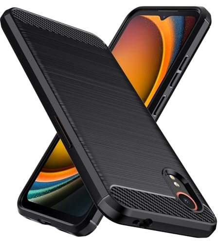 Natbok Custodia Cover per Samsung Galaxy XCover 7,Spazzolata e Fibra di Carbonio Morbido Silicone TPU Cover,Antigraffio,Antiscivolo,Antiurto di Grado Militare e Robusta per Samsung XCover 7 Cover,Nero