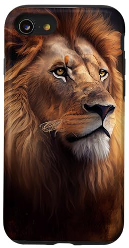 Lion Merch Hülle für iPhone SE (2020) / 7 / 8 Löwen-Illustrationsgrafik, Tierdruck, Polycarbonat, TPU, Robuster Schutz, Stoßstange