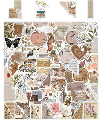 NyxSeat 120 Pegatinas Estéticas Retro, Impermeables para Álbumes de Recortes, Decorativas de Bricolaje, Adecuadas para Diarios