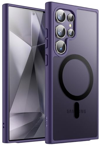 JETech Funda Magnética para Samsung Galaxy S24 Ultra 5G, Compatible con MagSafe, Carcasa Antigolpes Translúcida Mate Respaldo (Violeta Titanium)