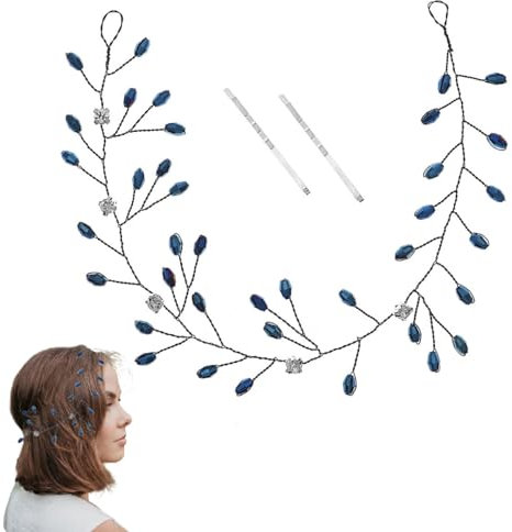 FAIRYGATE Decoration Cheveux Mariage Bandeau de Mariée pour Femme Serre Tête à Bleu Pièce pour Cheveu Accessoires de Coiffure pour Communion Demoiselle en Fleur X05023