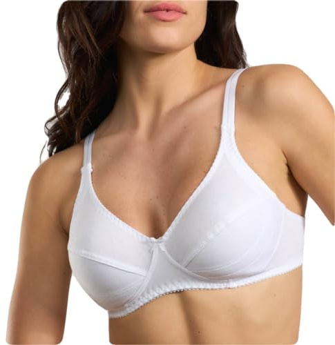 1 Pezzo di Reggiseno Donna Spiman Senza Ferretto, Cotone Naturale, Coppa Non Imbottita 307. Bianco 7C